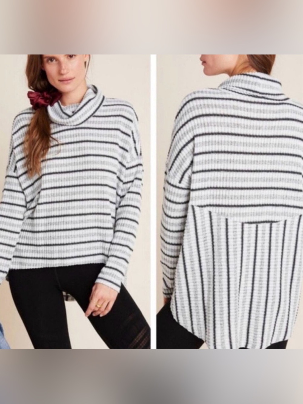 Anthropologie Saturday Sunday Pippa Hacci Striped Cowl Neck Sweater - Small